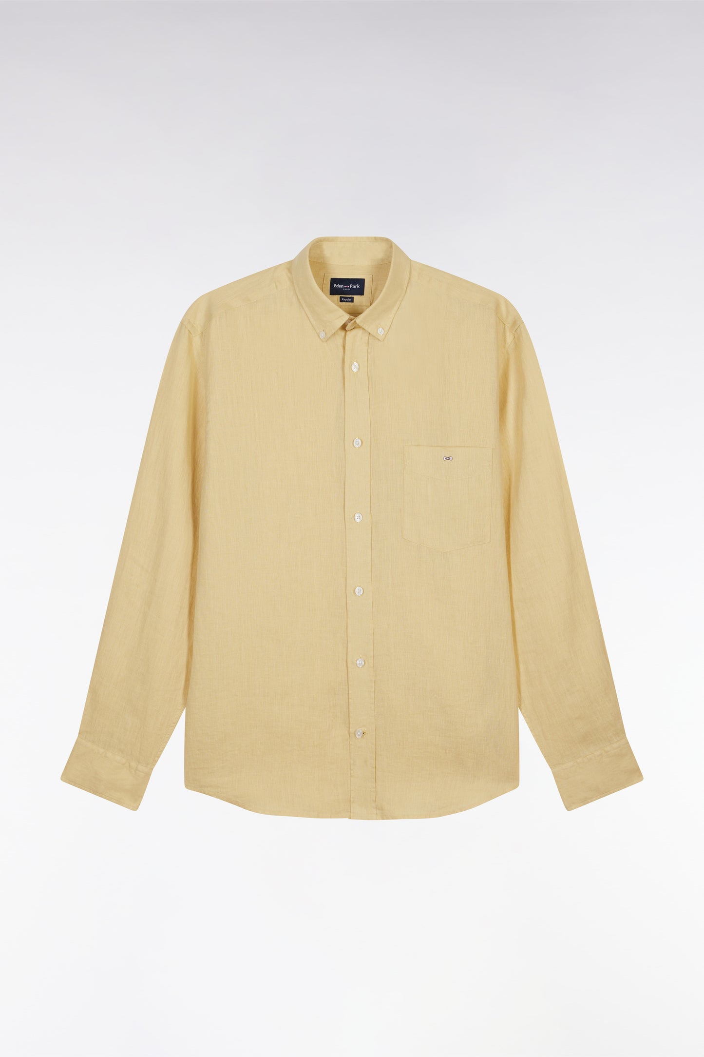 Straight-fit ivory linen shirt