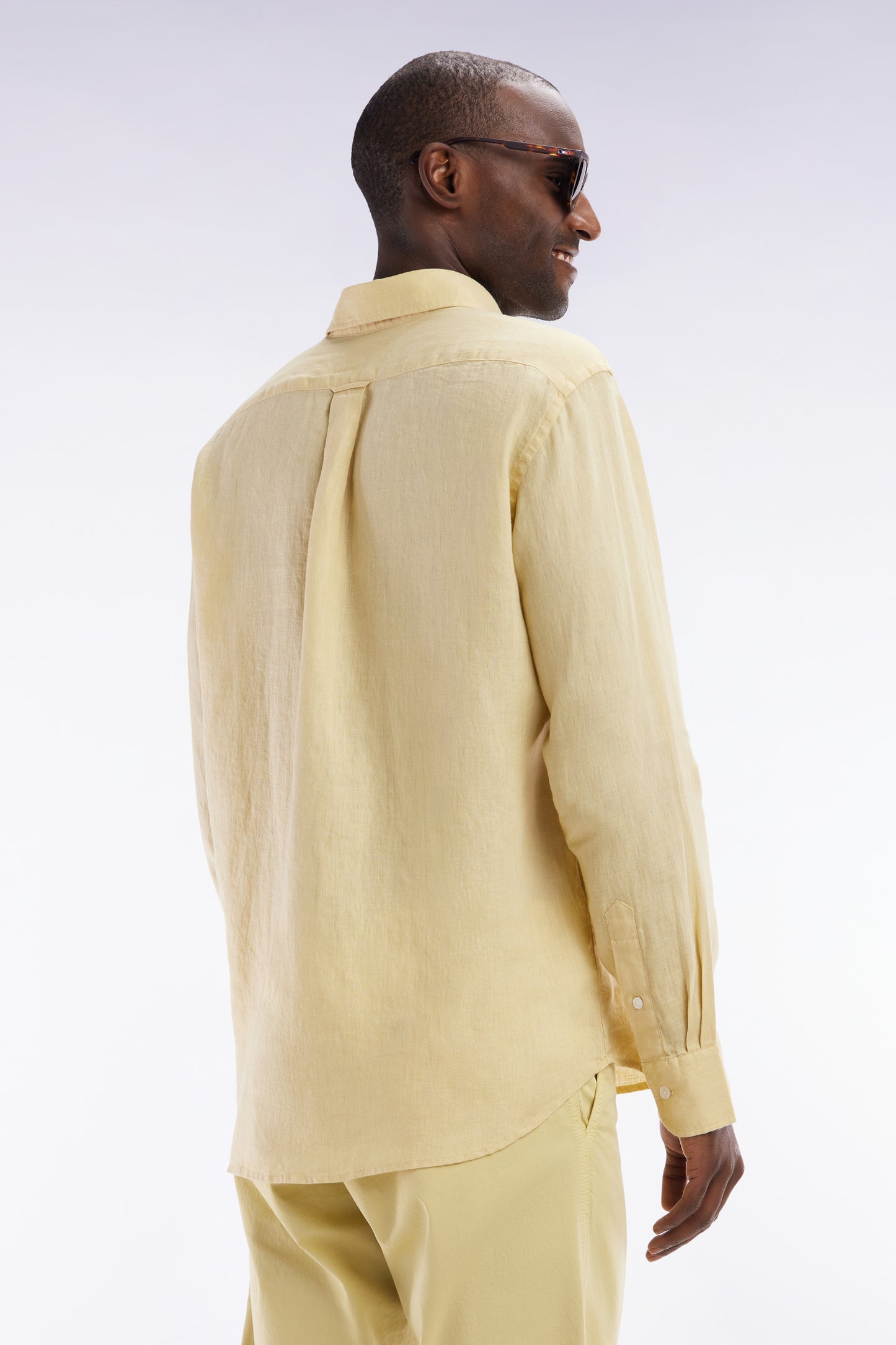 Straight-fit ivory linen shirt