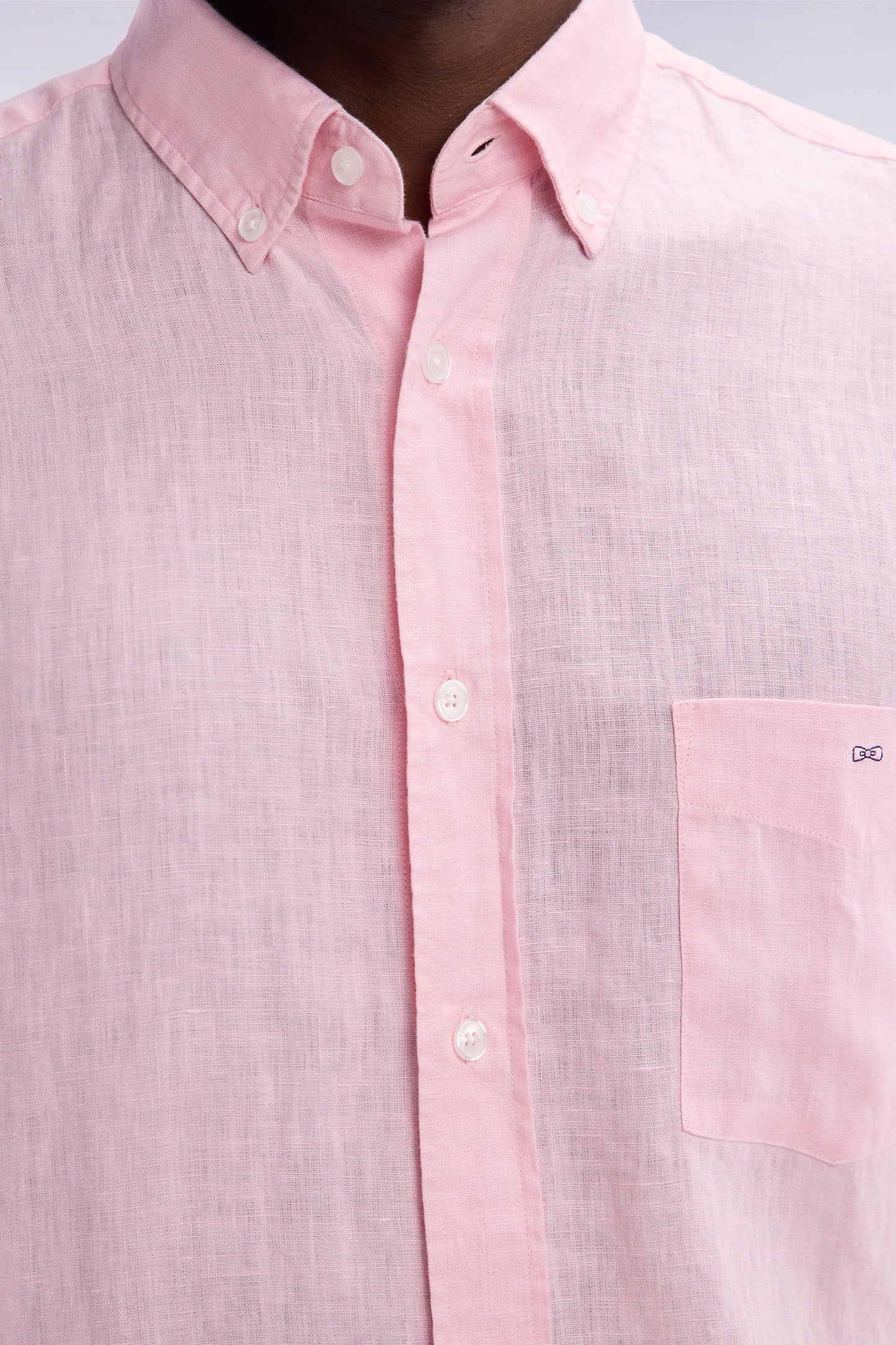 Straight-fit pink linen shirt