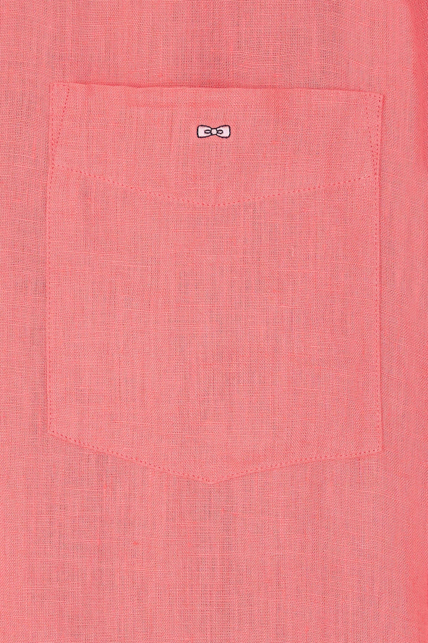 Straight-fit salmon linen shirt