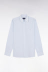 Straight-fit sky blue striped cotton shirt