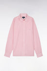 Straight-fit pink striped cotton shirt