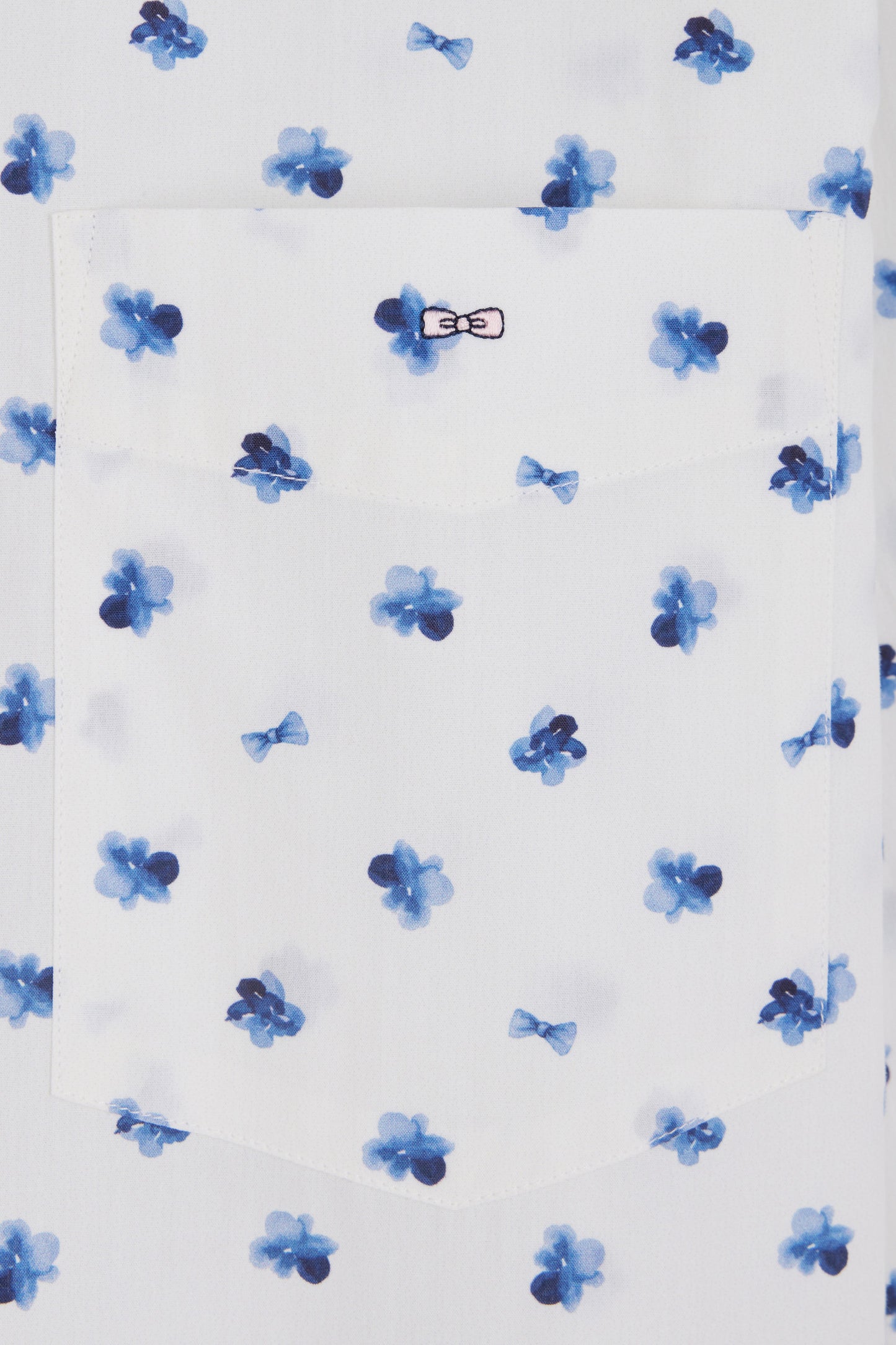 Off white cotton navy knot micropattern shirt, straight cut