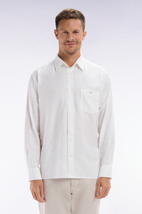 White cotton shirt with patch pocket - Image 1