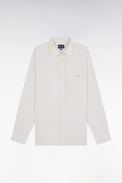 Beige cotton shirt with patch pocket - Image 2