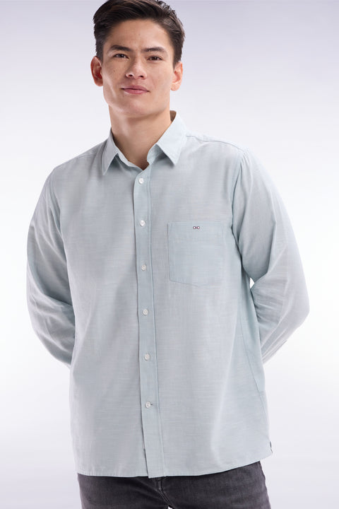 Dark grey cotton shirt with patch pocket - Image 3
