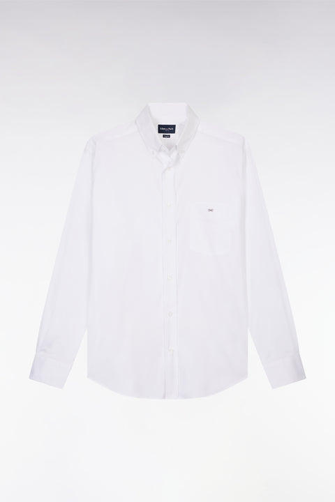 Straight-fit white cotton twill shirt - Image 2