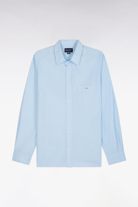 Straight-fit sky blue cotton twill shirt - Image 1