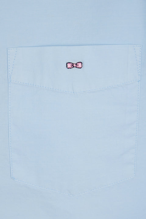 Straight-fit sky blue cotton twill shirt - Image 2