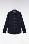 Straight-fit navy cotton twill shirt