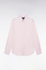 Straight-fit pink cotton twill shirt