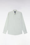 Straight-fit green gingham micro-checked cotton poplin shirt