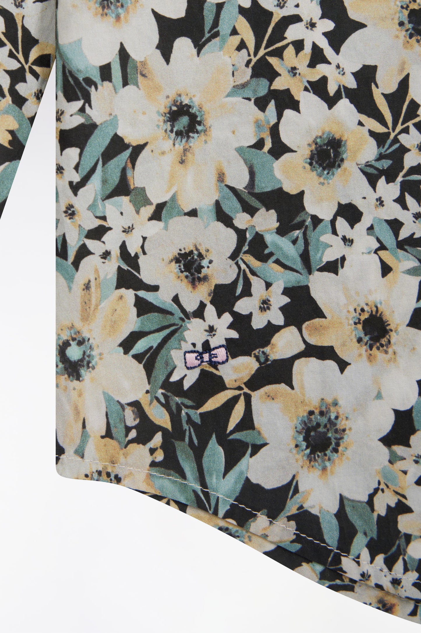 Straight-fit floral print cotton poplin shirt