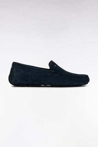 Navy suede leather loafers