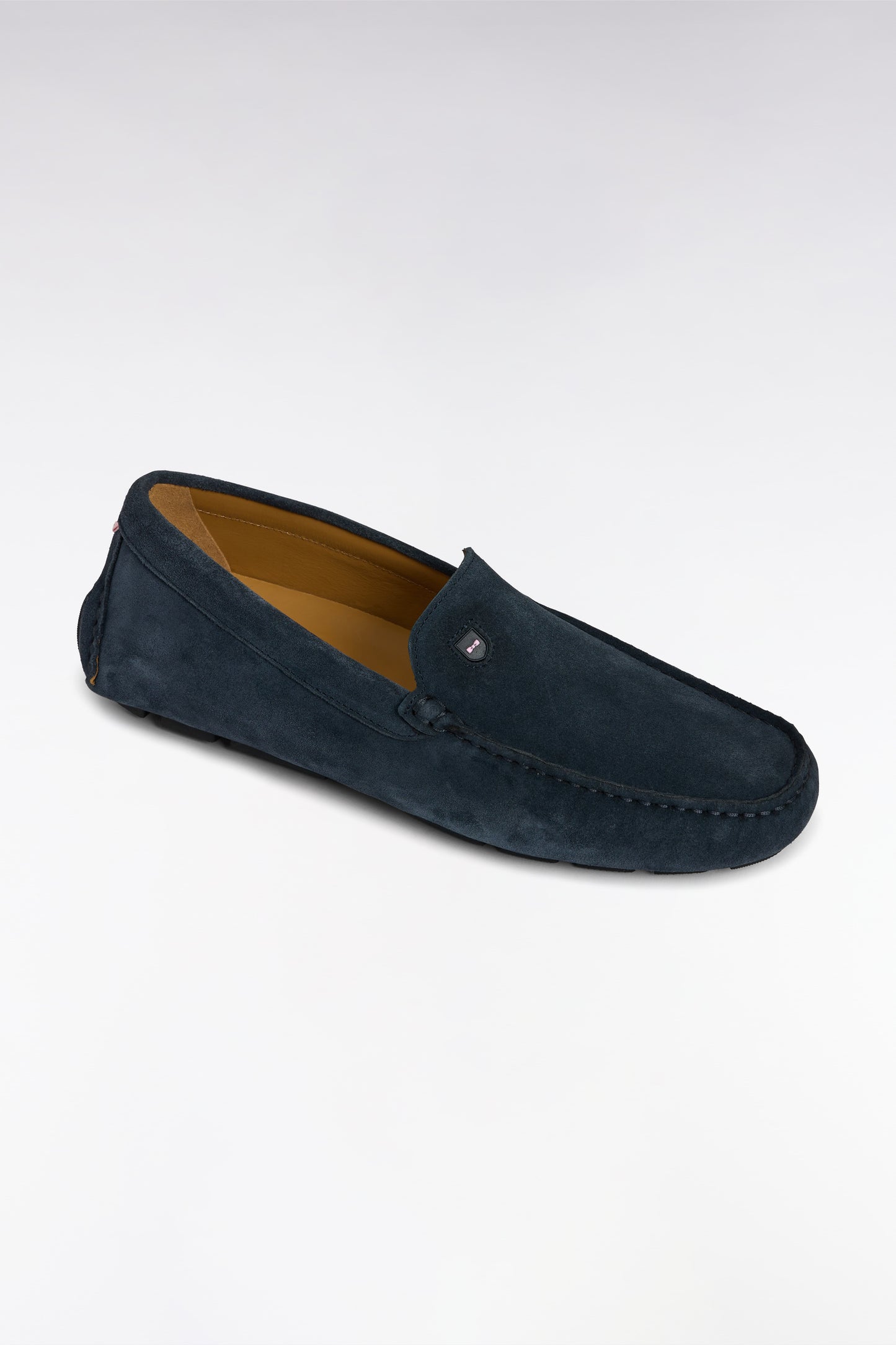Navy suede leather loafers