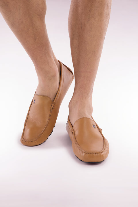 Camel split leather loafers - Image 2