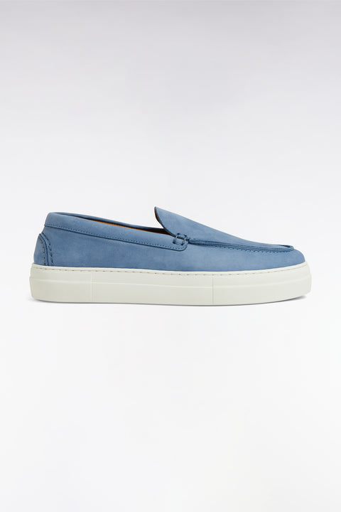 Blue-gray suede loafers with sneaker soles - Image 1