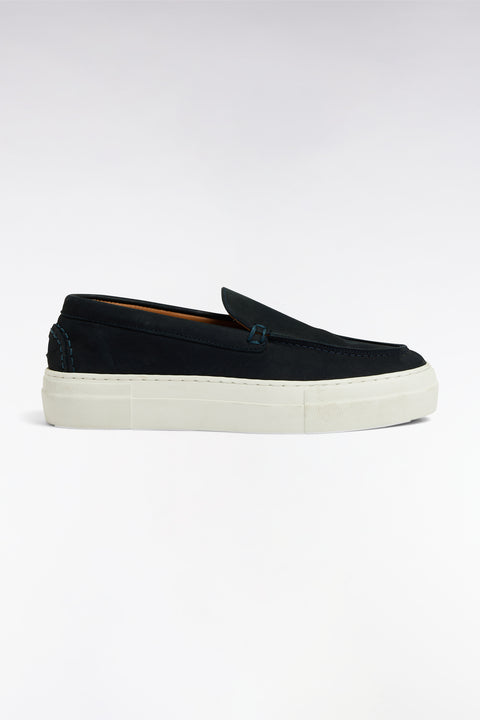 Women's navy suede loafers with sneaker soles - Image 1