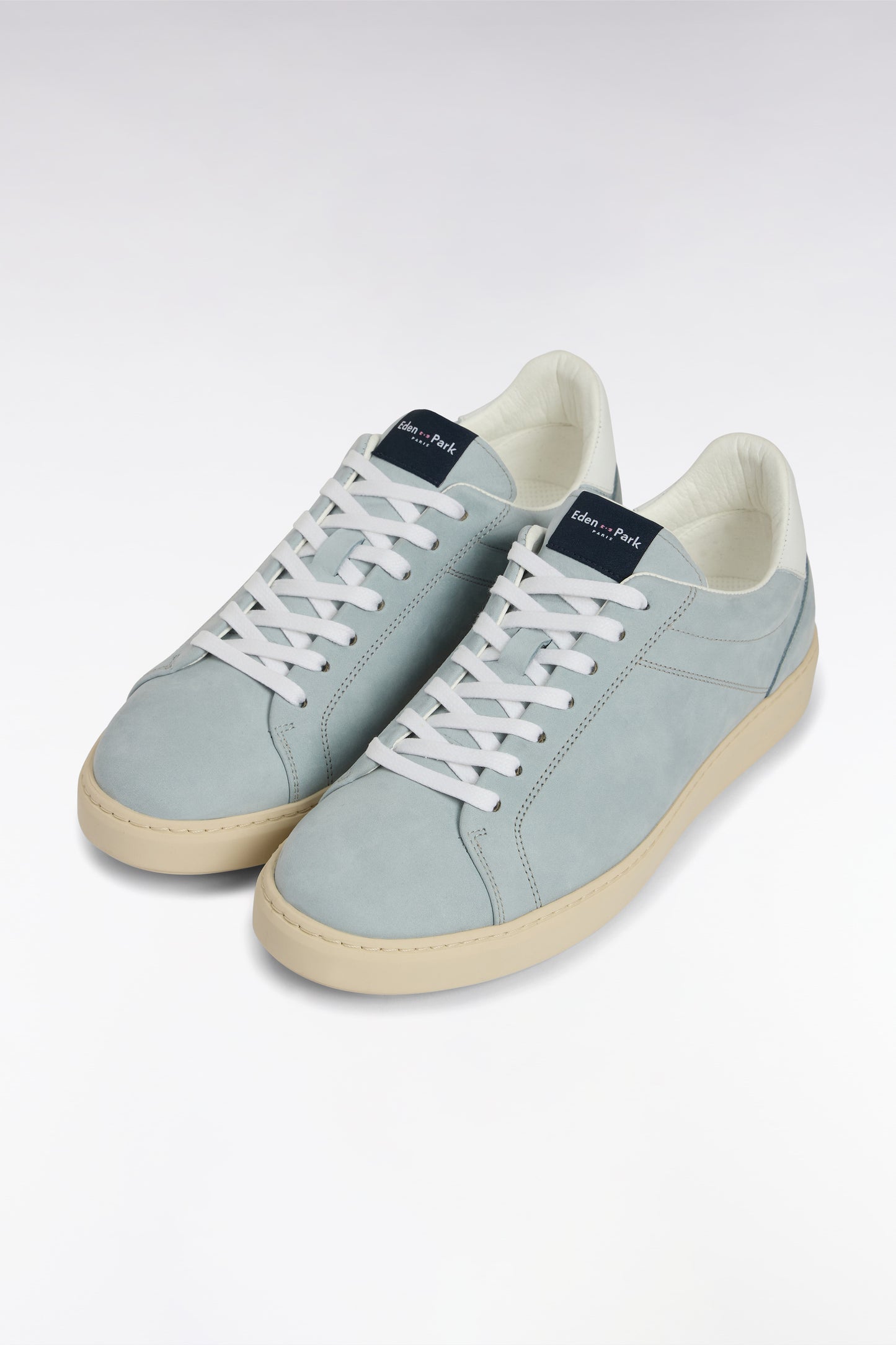 Light grey suede leather low-top sneakers