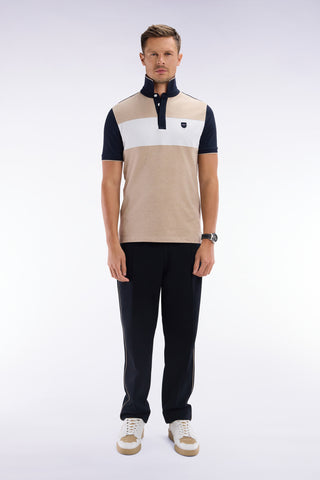 Straight-cut black cotton interlock jogging pants