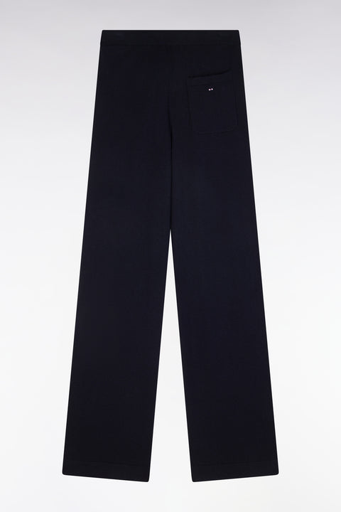 Relaxed-fit wide-leg navy trousers in organic cotton and cashmere - Image 2