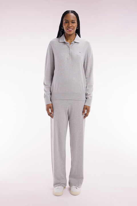 Relaxed-fit wide-leg grey trousers in organic cotton and cashmere - Image 3