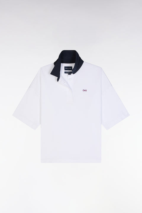 Short-sleeved jersey in white Pima cotton, relaxed fit - Image 2