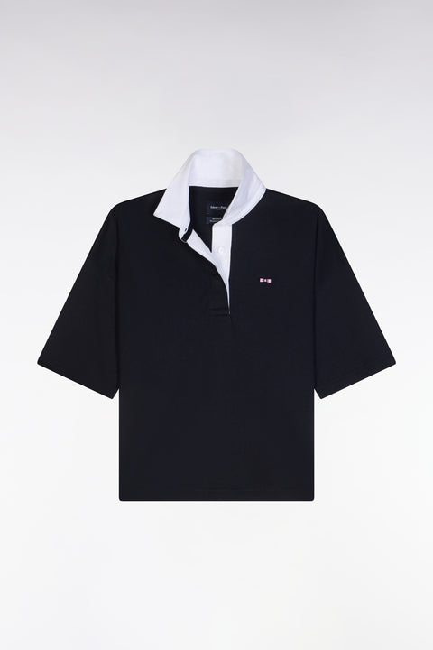 Short-sleeved jersey in navy Pima cotton, relaxed fit - Image 2