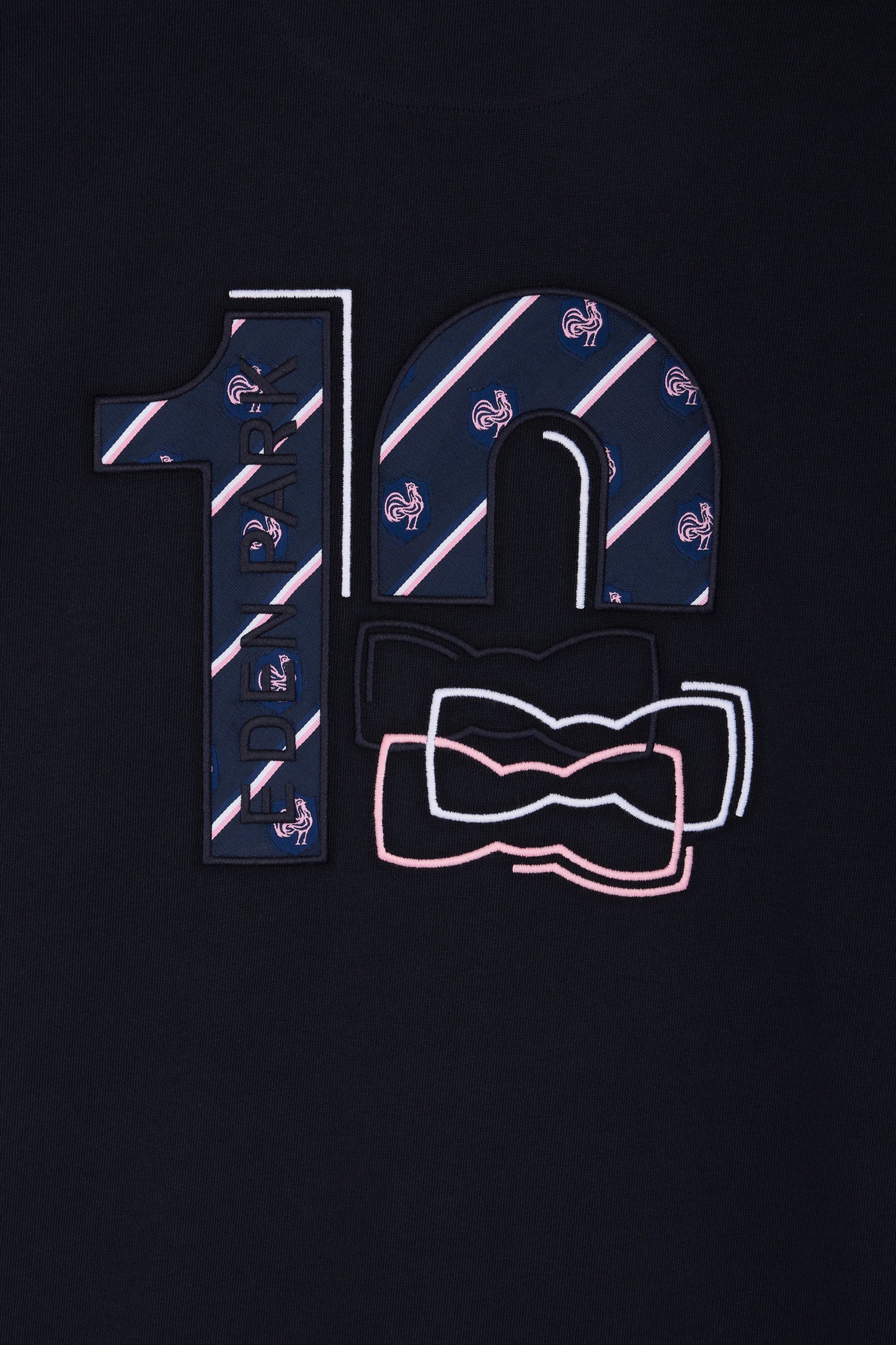Straight-fit short-sleeved rugby shirt in navy and grey cotton with back embroidery