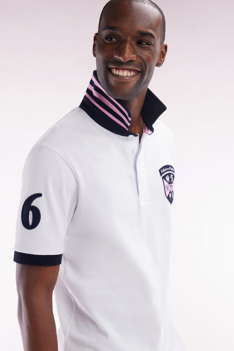 6 Nations straight-fit white short-sleeved rugby shirt - Image 3