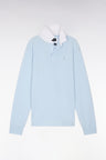 Straight-cut sky blue Pima cotton long-sleeved rugby shirt