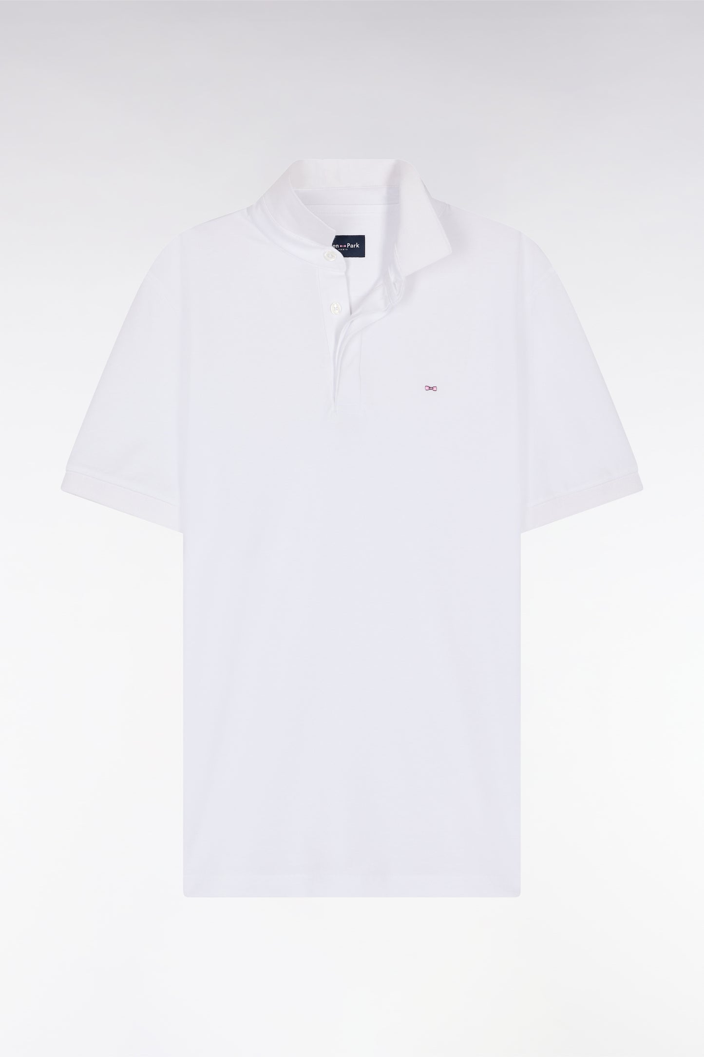 Slim-fit short-sleeved polo shirt in white stretch cotton piqué