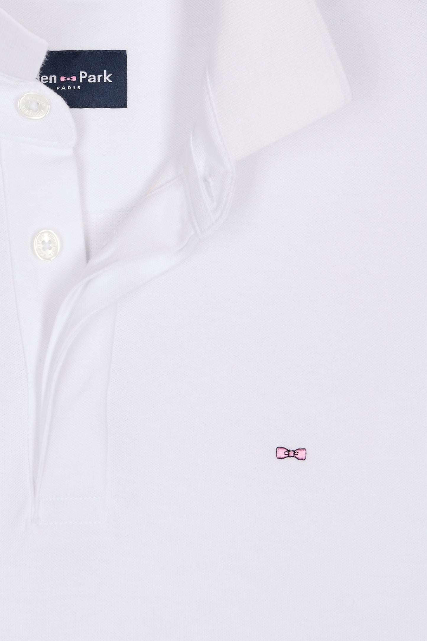 Slim-fit short-sleeved polo shirt in white stretch cotton piqué