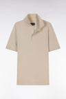 Slim-fit short-sleeved polo shirt in beige cotton piqué