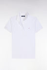 Slim-fit short-sleeved polo shirt in white stretch cotton piqué