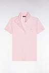 Slim-fit short-sleeved polo shirt in pink stretch cotton piqué