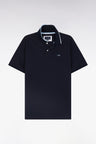 Relaxed-fit short-sleeved polo shirt in navy cotton with piped collar