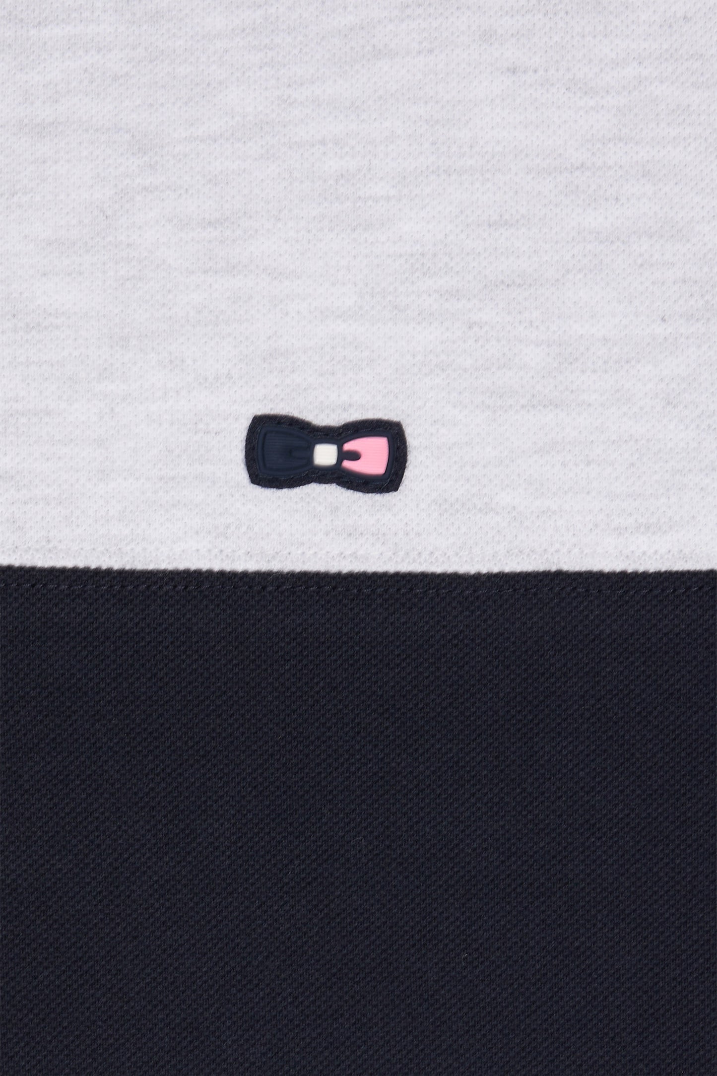 Straight-fit short-sleeved polo shirt in navy white and grey tricolor cotton