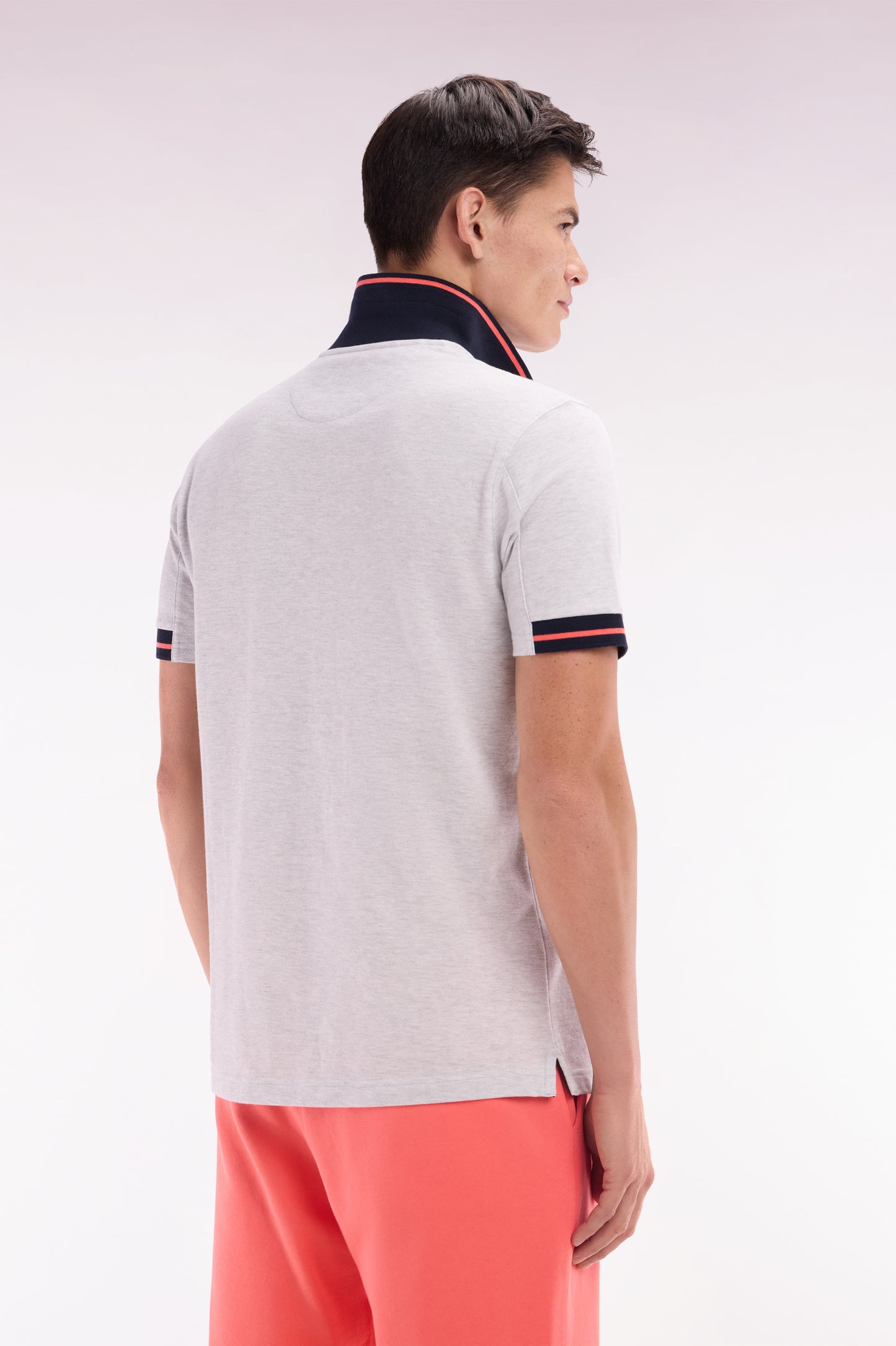 Relaxed-fit short-sleeved polo shirt in red cotton with colorful accents