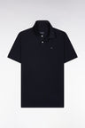 Straight-fit short-sleeved polo shirt in navy Pima cotton