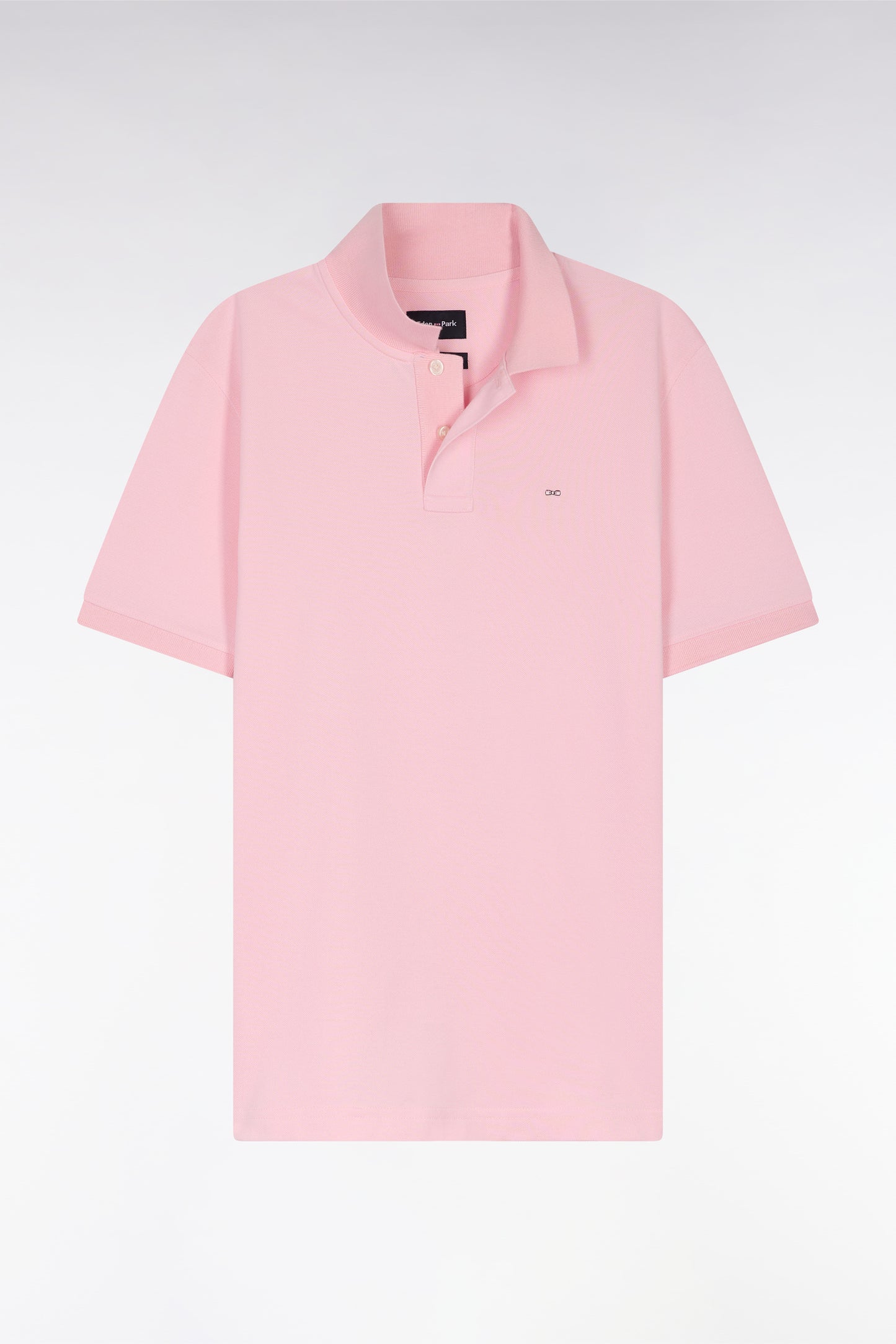 Straight-fit short-sleeved polo shirt in light pink Pima cotton