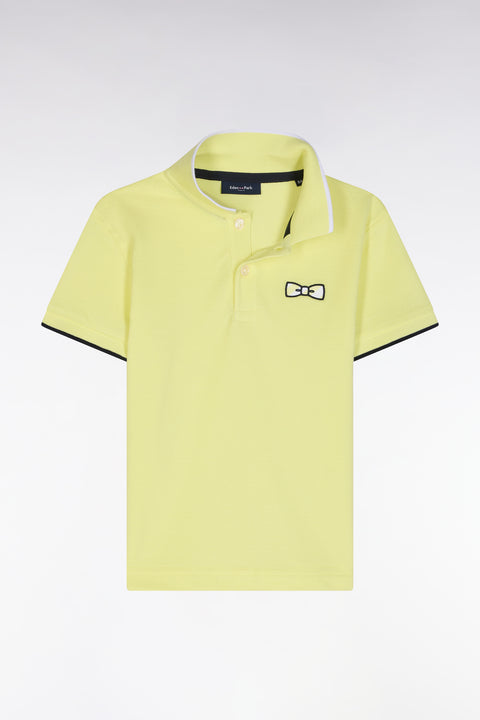 Straight-fit short-sleeved polo shirt in yellow cotton - Image 1