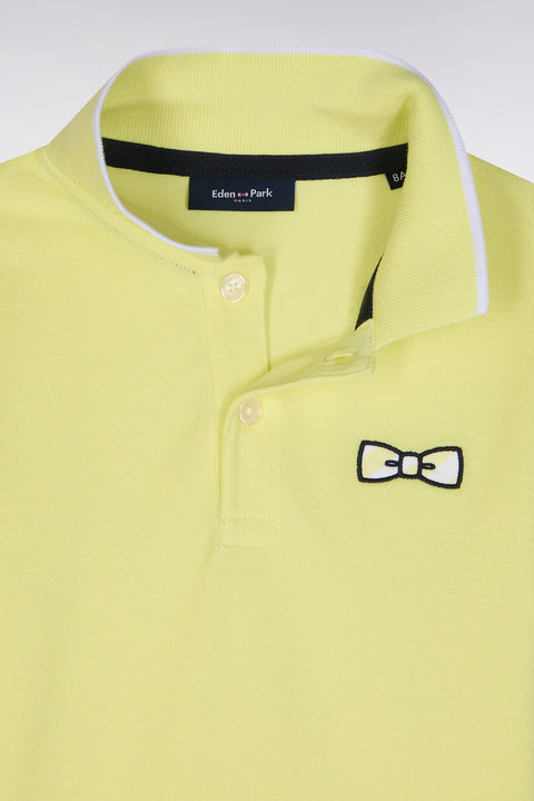 Straight-fit short-sleeved polo shirt in yellow cotton - Image 2