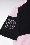Straight-fit New Zealand polo shirt in black and pink cotton piqué