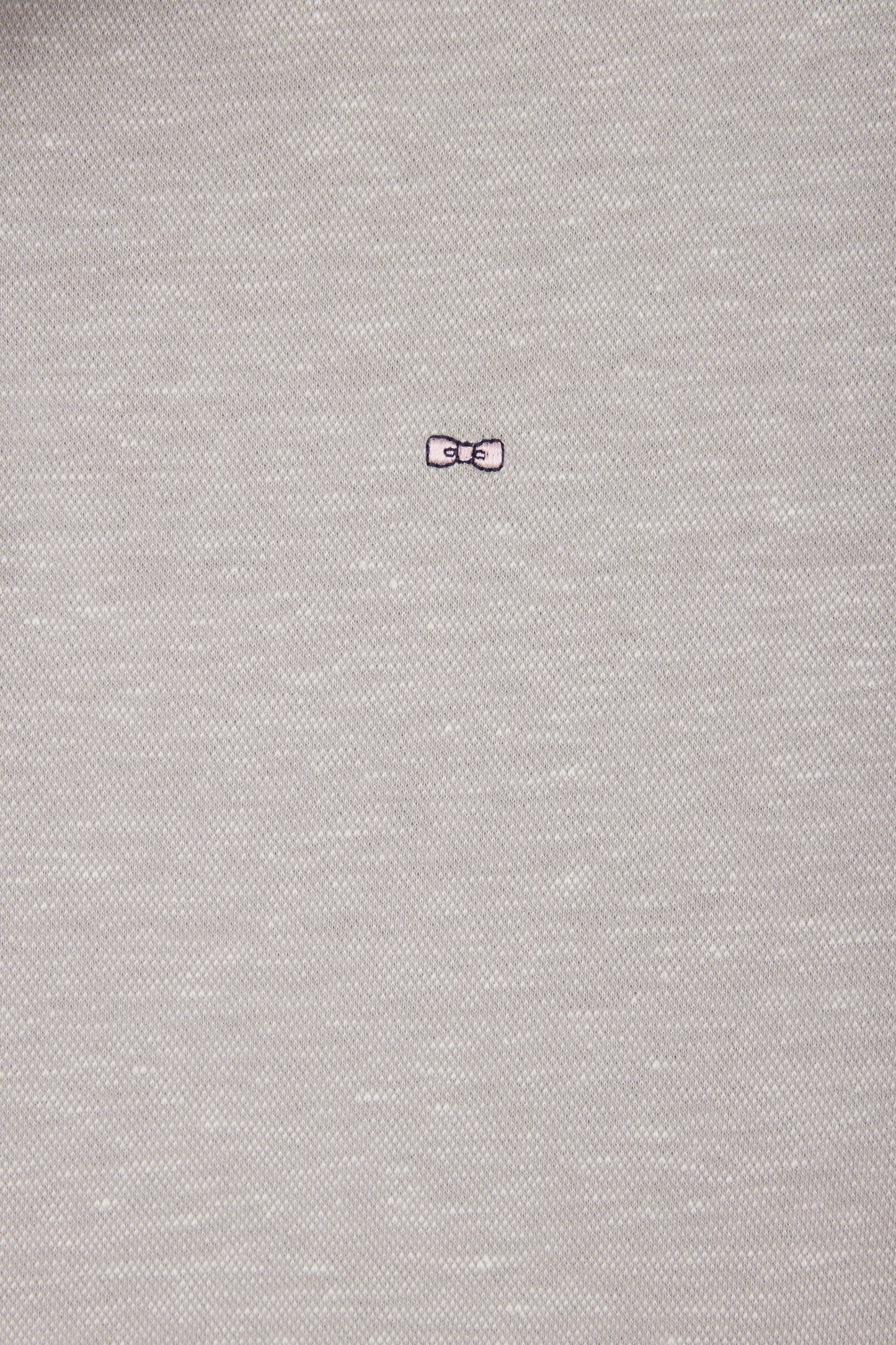 Straight-fit short-sleeved polo shirt in light grey cotton-linen blend