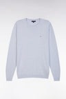 Straight-fit grey cotton-silk blend crewneck jumper