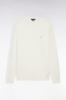 Straight-fit ecru cotton-silk blend crewneck jumper