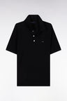 Straight-fit sleeveless black polo collar jumper
