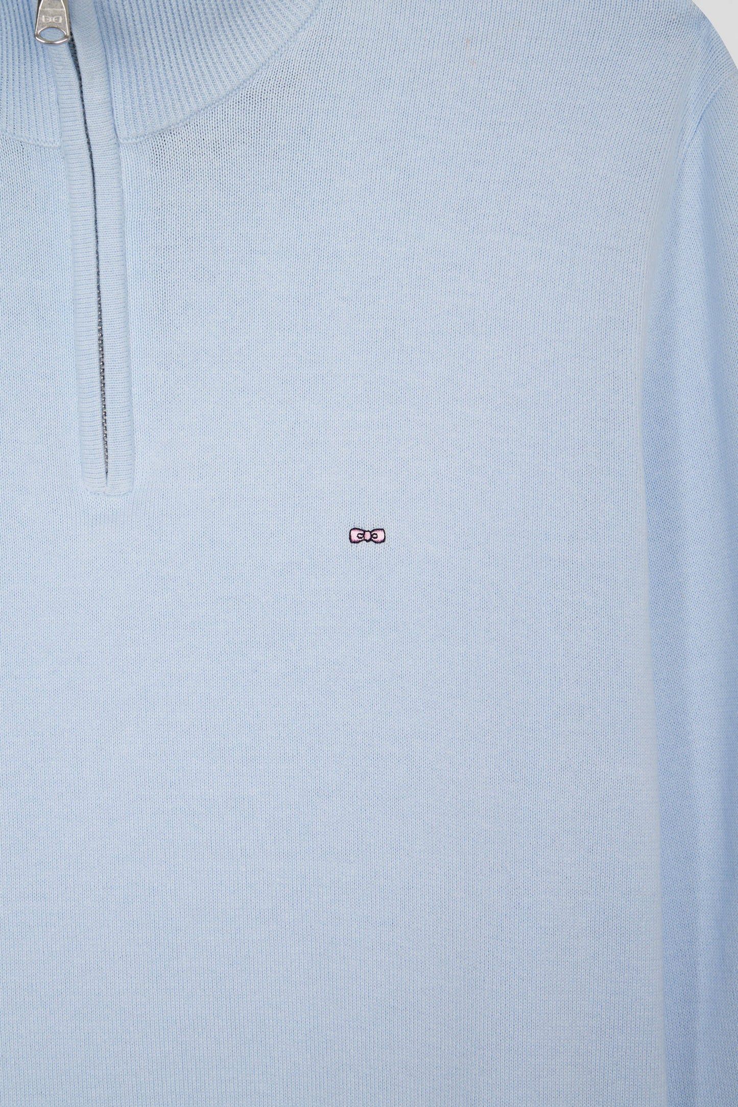 Straight-fit sky blue cotton trucker collar jumper