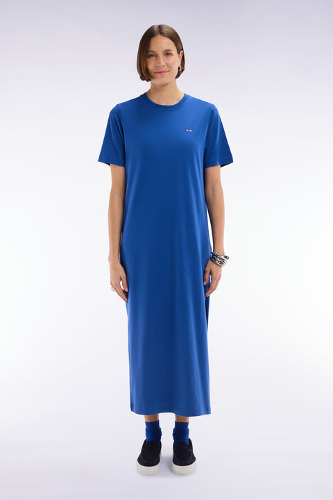 Blue Pima cotton T-shirt dress, straight cut - Image 3